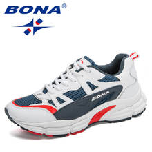 BONA 2021 New Designers Action Leather Mesh Sports Shoes Soft Bottom Running Shoes Men Sneakers Comfortable Jogging Shoes Man 2024 - buy cheap