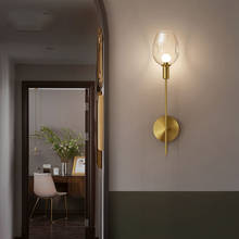 Lámparas de pared LED de cobre nórdico para decoración de interiores, apliques de luz para baño, dormitorio, mesita de noche, pasillo, cocina, sala de estar 2024 - compra barato