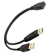 30cm USB 2.0 a Power Enhancer Y 1 Female to 2 Male Data Charge Cable Extension Cord(1pc) 2024 - buy cheap