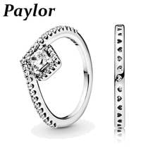 Hot Fashion 925 Sterling Silver Square Sparkle Wishbone Ring For Women Wedding Gift Original Band Jewelry Accessories 2024 - buy cheap