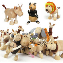 Boneca de madeira com modelo de animal, brinquedo educativo para crianças, elefante, vaca, girafa, leão, tigre, urso 2024 - compre barato
