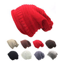 Зимняя шапка унисекс, вязаная шерстяная шапка, женская модная повседневная Лыжная шапка, толстые теплые шапки для мужчин и женщин, мягкие Мешковатые шапочки Skullies Beanies 2024 - купить недорого