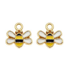 Julie Wang-10 Uds. De dijes de abeja diminuta de esmalte, colgante de aleación de abeja amarilla de dibujos animados, tono dorado, pulsera, accesorio para hacer joyas 2024 - compra barato