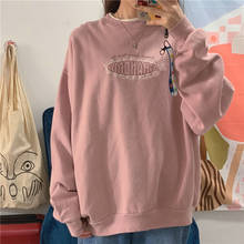 Women Sweatshirts Harajuku Pink Kawaii Thicken Plus Velvet O-neck Retro Students Loose Leisure Pullover Streetwear Daily Chic 2024 - buy cheap