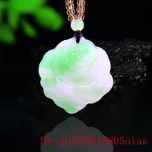 Green Jade Rose Pendant for Gifts Women Natural Chinese Jewelry Fashion Amulet Carved Jadeite Necklace Flower Charm 2024 - buy cheap