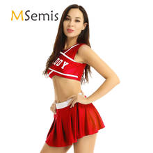 MSemis Womens Adult Fashion Charming Cheerleading Cosplay Set Costume Printed Crop Top Mini Pleated Skirt Carnival Dancewear 2024 - buy cheap