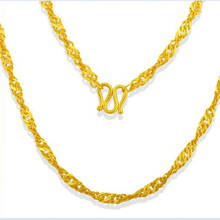 Solid 999 24K Yellow Gold Necklace Chain Women water ripple Chain Necklace 2024 - buy cheap