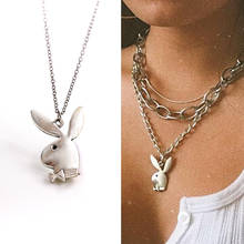 Cute Play Rabbit Charm Necklaces Women Jewelry Funny Animals Pendant Necklace Man Gentleman Jewelry Drop Ship 2024 - buy cheap