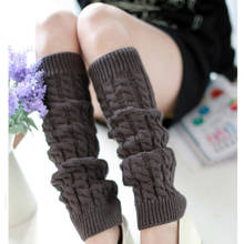 Women Knitted Leg Warmer Fashion Foot Boots Cover Twisted Knitting Stockings Winter thick Been warmers Knee Length Solid Color 2024 - buy cheap