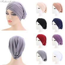 Muslim Turban Women Beanie Cancer Chemo Cap Hair Loss Beads India Hats Soft Solid Colors Girls Headwrap Fashion Hair Accessories 2024 - buy cheap