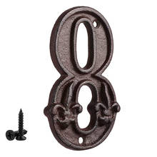 Números De casa De hierro fundido De 12cm con diseño De flor De Lis, números De puerta De dirección DIY Vintage, número De señal De casa #8 2024 - compra barato