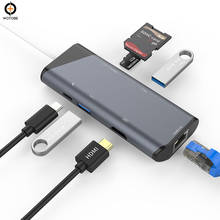 Зарядное устройство USB C PD, мультипортовый Тип C, комбинированный концентратор для MacBook, HDMI 4K Ethernet, SD/TF кардридер и USB 3,0 порт s 2024 - купить недорого