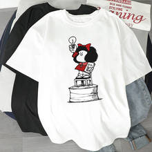 Girl Tshirt Harajuku T shirt short sleeve Lady T shirt cartoon PAZ Mafalda or QUIERO Cafe print tee shirt female mujer 2024 - buy cheap