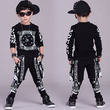 Hip Hop Costumes Boys Fashion Printed Long Sleeve Top Pants Street Dance Clothes Children Modern Stage Outfit Show Wear DNV12564 2024 - buy cheap