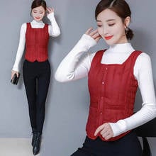 Winter Down cotton Vest Women Autumn Women's Lace Slim fit Cotton Vest Sleeveless Waistcoat Jacket Warm Windproof Female Tops 2024 - buy cheap