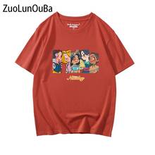 Футболка ZuoLunOuBa женская с принтом аниме, модная рубашка в стиле Харадзюку, топ с коротким рукавом и круглым вырезом, красная одежда, большие размеры, на лето 2024 - купить недорого