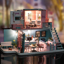 Casa de boneca com led de dois andares, casa de bonecas, mobília diy, casa de boneca, miniatura, móveis para crianças, brinquedo de quebra-cabeça 2024 - compre barato