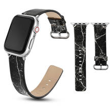 Pulseira de couro para apple watch band 44mm 40mm 42mm 38mm mármore padrão moda pulseira para iwatch série 6/se/5/4/3/2 pulseira de pulso 2024 - compre barato