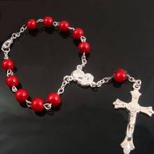 QIGO Стеклянный Жемчуг крест четки браслет Религиозные ювелирные изделия 2024 - купить недорого
