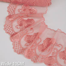 11CM Wide Exquisite Pink Mesh Fabirc Polyester Embroidery Flowers Lace Trim Ribbon DIY Handmade Curtains Skirts Sewing Supplies 2024 - buy cheap