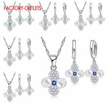 Newest Design Flower Shape Pendant Earring Necklace Set Genuine 925 Sterling Silver Jewelry Sets For Women Girls Birthday Gift 2024 - buy cheap