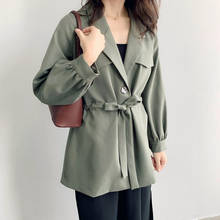 Lapel Spring Autumn Blazer Windbreaker Female Design Fashion Casual Slim Suit Jacket Women Lace Up Solid Color Short Coat f2812 2024 - buy cheap