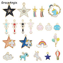 10pcs/lot Sweet Girls Jewelry Charms DIY Necklaces Bracelets  Star Rainbow Unicorn balloon Mix enamel charms for jewelry making 2024 - buy cheap
