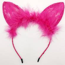 Tiara sensual com orelhas de coelho, tiara com pena de coelho e orelhas de gato da moda, acessório feminino para cosplay, orelhas de gato 2024 - compre barato