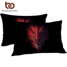 BeddingOutlet-funda de almohada de Dragón Rojo, funda de almohada con estampado 3D de cabeza de Angry para dormir, ropa de cama, juego de demonio, un par 2024 - compra barato