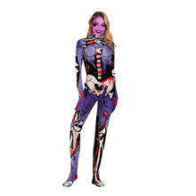 Nueva púrpura zombie esqueleto Cosplay Halloween cremallera mono horror Siamés ropa mujer horror anime rendimiento ropa 2024 - compra barato