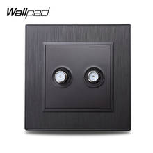 Wallpad S6 Black Silver Gold Double 2 Antenna Satellite TV Wall Wiring Outlet Socket Brushed PC Plate 2024 - buy cheap