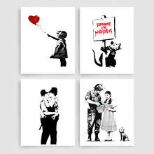 Impresiones en lienzo de figuras Banksy, carteles e impresiones de arte de pared, imágenes decorativas de pared, imágenes nórdicas para decoración abstracta de sala de estar 2024 - compra barato