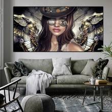 Steampunk Angels with Glasses Sexy Women Girl Portrait Canvas Painting Posters and Prints Wall Art Picture for Living Room Decor 2024 - buy cheap