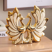 Luxury Home Furnishing Articles Gold-plated Sitting Room Luxury Decoration Creative Handicraft Lovers Wedding Gift Kissing Swan 2024 - buy cheap