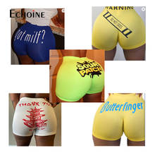 Echoine-pantalones cortos deportivos para mujer, Shorts femeninos de entrenamiento, ajustados, de Color sólido, con estampado de letras, informales 2024 - compra barato