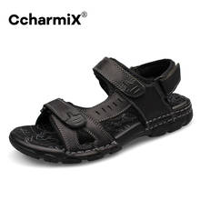 CcharmiX Big Size 38-46 Genuine Leather Men Sandals New Summer Walking Sandals for Man Fashion Brand Outdoor Male Casual Shoes 2024 - buy cheap