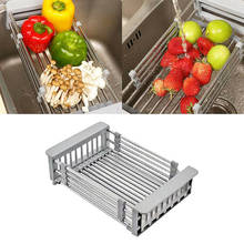 Dish Drying Sink Rack Drain Strainer Adjustable Stainless Steel Basket for Kitchen Storage Vegetable Fruit Wash 2024 - buy cheap