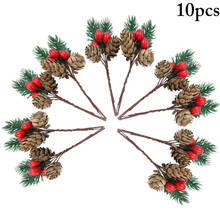 10pcs Christmas Pine Pick Berry Bell Pinecone Faux Pine Needle Branch Pine Twig Artificial Xmas Tree Garden Party Decorations 2024 - buy cheap