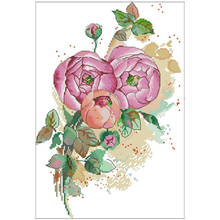 Pink ranunculus patterns Counted Cross Stitch 11CT 14CT 18CT  DIY Chinese Cross Stitch Kits Embroidery Needlework Sets 2024 - buy cheap