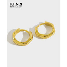 F.I.N.S Korean S925 Sterling Silver Earrings INS Simple Design Irregular Concave Small Hoop Earrings Women Accessories 2024 - buy cheap