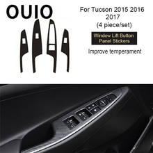 OUIO Interior Decorative Carbon Fiber Window Lift Bowl Trim Car Stickers Auto Accessories For Hyundai Tucson 2017 2016 2015 2018 2024 - buy cheap