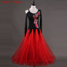 Personalizar diamante bordado vestido de flor vestido de dança de salão de baile trajes de salão feminino tango valsa saia padrão dança dasse 2024 - compre barato