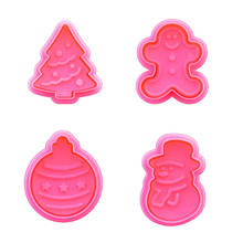 4pcs/set Baking Tools Plastic Spring Cutting Die Christmas Theme Snowman/Christmas Tree/Gingerman  Cookie Press 2024 - buy cheap