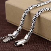 BOCAI 2021 Fashion new real solid S925 pure silver necklace for man antique craftsmanship simple braided style man necklace 2024 - buy cheap