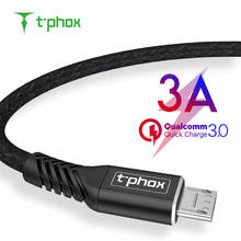 T-phox Micro USB кабель 3A нейлон Быстрая зарядка USB кабель для передачи данных для Samsung Xiaomi LG Tablet Android мобильный телефон USB зарядный шнур 2024 - купить недорого