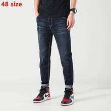 Black-blue summer thin section youth trousers large size high waist stretch fashion casual jeans male 48 46 44 42 40 38 2024 - buy cheap