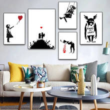 Banksy works graffiti canvas painting color abstract art posters and prints print mural pictures modern home wall decoration 2024 - buy cheap