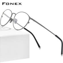 FONEX Pure Titanium Glasses Frame Women Vintage Round Eyewear Prescription Eyeglasses Retro Myopia Optical Frames Men 8501 2024 - buy cheap