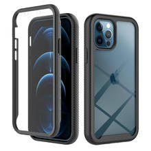 2 in 1 Transparent Screen Protection Phone Case For iPhone 12 Pro 11 Pro XR XS Max X 7 8 Plus Anti-fall Shockproof Bumper Cover 2024 - купить недорого