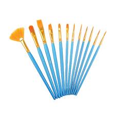 12Pcs Pearly Blue Rod Painting Watercolor Pen Set Nylon Wool Fan Oil Paintbrush Diy Acrylic Paint Brush 2024 - buy cheap